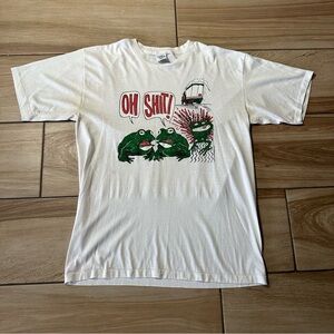 Vintage 1990s Drunk Dead Frog Tshirt Funny Budweiser Beer Alcohol USA Cartoon LG